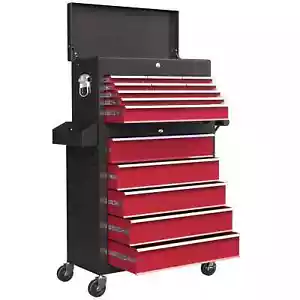 19 Drawer, Two-Part Tool Storage Chest on Wheels - Red - Picture 1 of 12