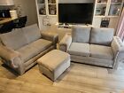 Grey 2 Seater Sofas 2 and A Grey Stool