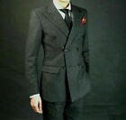 Charcoal Gray Men Suit Herringbone Tweed Check Prom Groom Tuxedo Wedding Suit