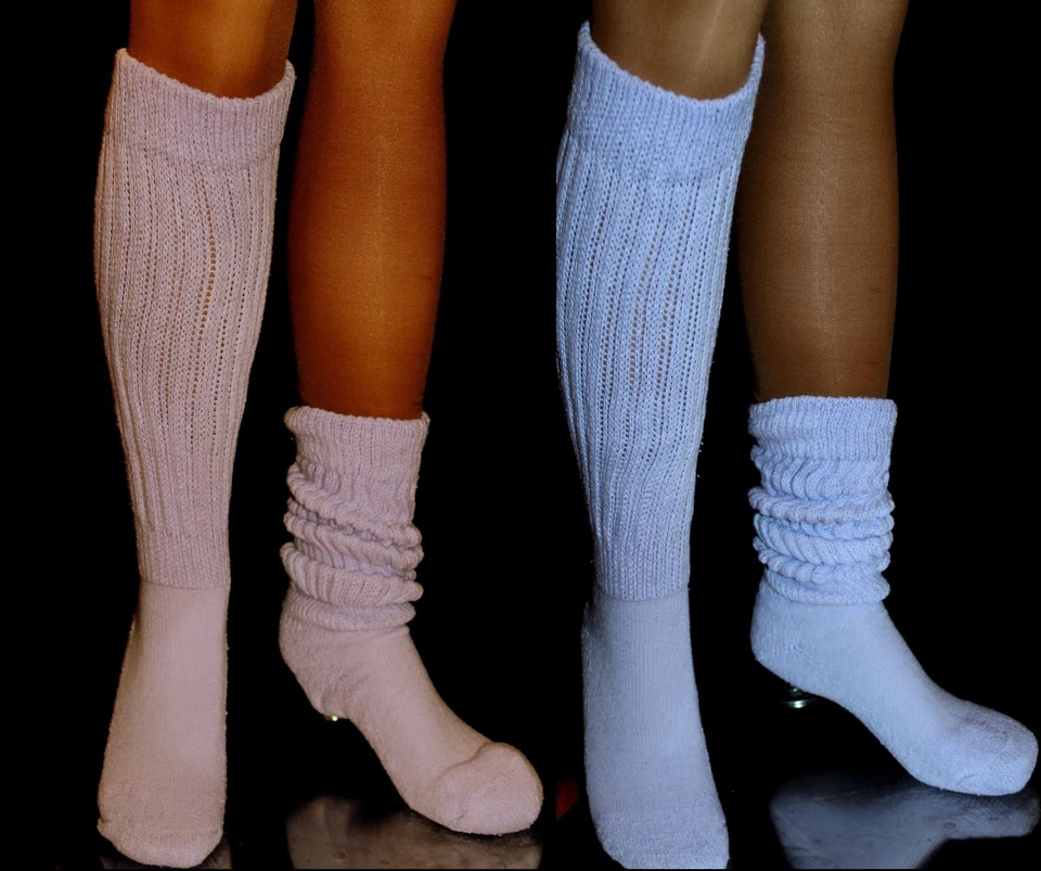 2 Calcetines Inclinados Lila Azul Largo Sexy Cómodo Scrunchie Fútbol Caminar Senderismo Correr Foto 1 de 3