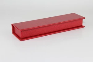 Pottery Barn Faux Snake Skin Blood Red Pencil Case Box - Picture 1 of 9