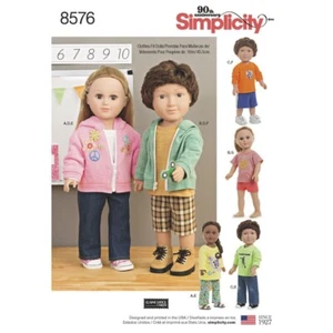 SIMPLICITY 8576 UNISEX DOLLS CLOTHES Daywear Sewing Pattern Sizes 18" - 45.5 cms - Picture 1 of 10