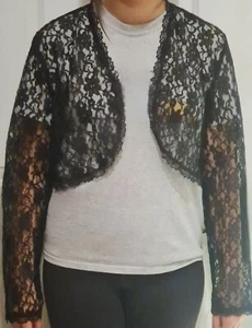 BLACK LACE BOLERO JACKET L/S ~ Sz 3XL XXXL by DANCING QUEEN ~NEW / NWT **RUNS SM - Picture 1 of 7