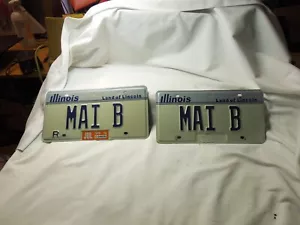 ILLINOIS VANITY AUTO LICENSE PLATE PAIR MAYBE (MAI B) - Picture 1 of 4