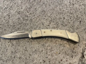 Pakistan Curved Camel Bone Handle Folding Pocket Knife Hunting 1 Blade 3" - Picture 1 of 2