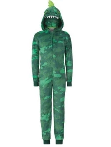 Saint Eve Kid's Youth Hooded Fleece Sleeper Zipper Dinosaur Dino Camo, XS (5/6) - Picture 1 of 3