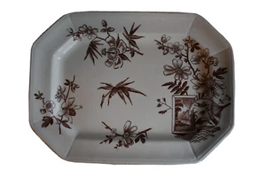 Alcock 15" Plato Kenilworth Marrón Estético Transferware Grúas Ventiladores Cobridge - Imagen 1 de 13