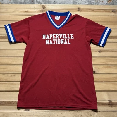 Camiseta De Colección Años 90 Majestic Naperville Nacional Béisbol Cuello en V Roja Talla Grande Foto 1 de 4