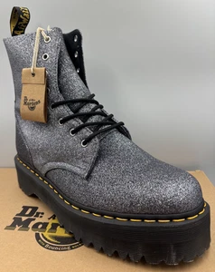DR MARTENS SILVER JADON PEWTWER GLITTER CHUNKY PLATFORM BOOTS SIZE UK 11 EU 46 - Picture 1 of 4