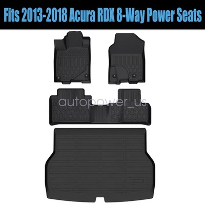 TPE Floor Mats Trunk Cargo Liner For 2013-2018 Acura RDX 8-Way Power Seats Black - Image 1 of 4