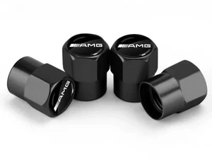 4PCS Ventilkappen Reifen For Mercedes AMG-Logo Aluminium Ventilkappen Schwarz * - Picture 1 of 1