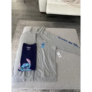 NWT Gray Lilo and stitch Disney Girls zip up jacket W/ Shirt size Medium - Picture 1 of 3