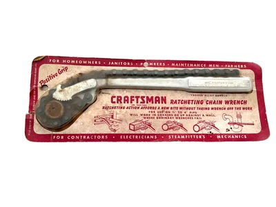 CHAVE DE CORRENTE CATRACA VINTAGE CRAFTSMAN TOOLS 12”, CAPACIDADE DE 4”, EUA, NOS! - Imagem 1 de 4
