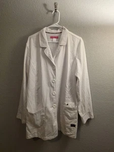 Betsey Johnson Coat Women's Size XL Canna Lab White Juniper 4 Pocket Career - Picture 1 of 3