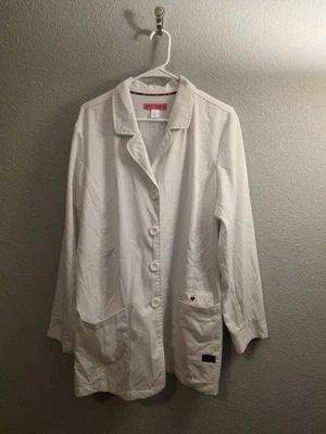Betsey Johnson Coat Women's Size XL Canna Lab White Juniper 4 Pocket Career - Image 1 of 3