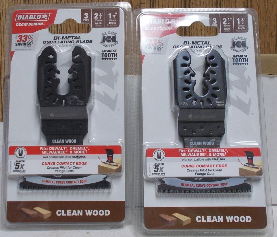 Diablo DOU250JBW3 Hoja Oscilante Bimetálica Madera Limpia Paquete de 3 (Lote de 2) Foto 1 de 1