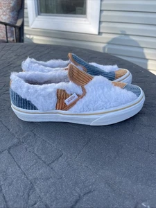 Vans Unisex Youth Classic Slip On Shoe Patchwork Cozy Cord Size US 2.5 Kids - Picture 1 of 8