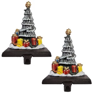 , Cast Iron Decorative Christmas Tree Stocking Holders for Mantel, Set of 2 T... - Foto 1 di 6