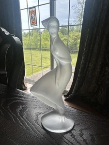 Vintage Frosted Glass Sculpture by Curt Schlevogt Glassworks Girl in the Wind - Picture 1 of 14
