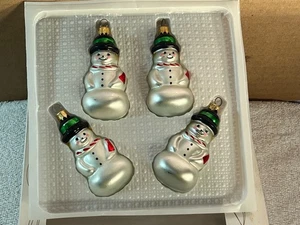 Christmas ornaments set of 4 glass snowmen bradford AA132 - Picture 1 of 5