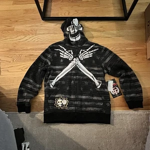 Extreme Fighter Zip Up Halloween Skeleton Hoodie Size Large - Picture 1 of 6