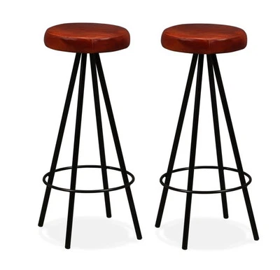 2-er Set Leder Barstuhl-Set Annada Braun Barhocker Hocker Stuhl Barstuhl NEU * - Bild 1 von 4