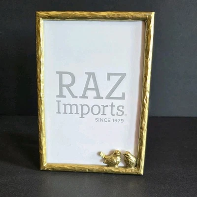 Raz进口黄金相框4x6英寸金属锤黄铜外观鸟口音 — 第 1/4 张图片