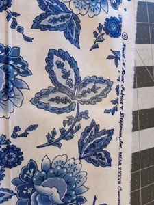 1 yarda 50 pulgadas de ancho blanco con flores de cobalto telas para casa y hogar y... - Imagen 1 de 6