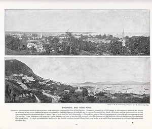 1897 VICTORIAN PRINT ~ SINGAPORE & HONG KONG CHINA ~ PLUS DESCRIPTIVE TEXT - Picture 1 of 1