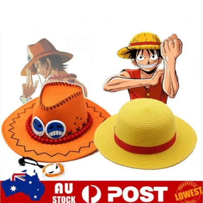 One Piece Luffy Anime Cosplay Straw Boater Beach Hat Cap Halloween Gift AU - image 1 of 4