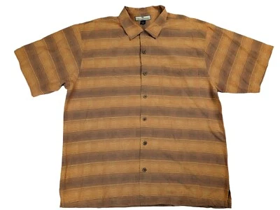 Tommy Bahama 100% Silk Shirt Men Large Hawaiian Camp Batik Striped Beach - Image 1 of 4