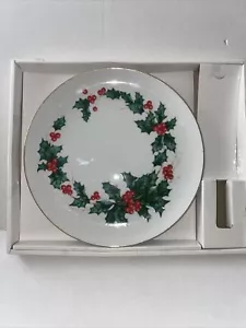 Lefton China #10404 Holly & Berries Christmas Holiday Plate Original Box 10” - Picture 1 of 10