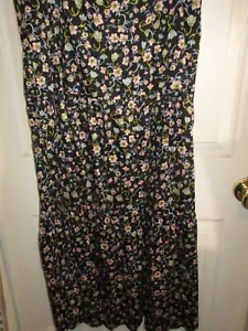 Who What Wear Womens Maxi Skirt Tired Black w Wildflower Floral 100% Cotton 12 - Picture 1 of 10