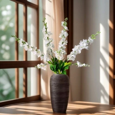 4Pcs White Delphinium Artificial Flowers, 33.46" Real-Look Silk Stems for Decor. - Image 1 of 4