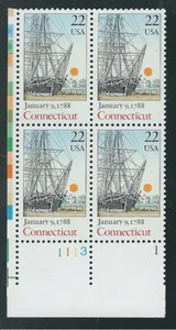 Scott # 2340...22 Cent... Connecticut... Plate Block  MNH  - Picture 1 of 1