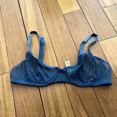 Studio La Perla Blue Teal Velvet Trim Mesh Bra Size 34B - Image 1 of 4