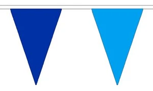 NAVY AND & SKY BLUE 20 metre TRIANGLE BUNTING 30 FLAGS flag TRIANGULAR 54 FLAGS - Picture 1 of 1