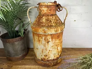 Vintage Large Rustic French Rusty Metal Milk Churn Garden Planter Wedding Prop - Picture 1 of 11