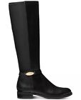 Michael Kors   65 Ws   Black Leather And Stretch Fabric Tall Zip Up Riding Boots