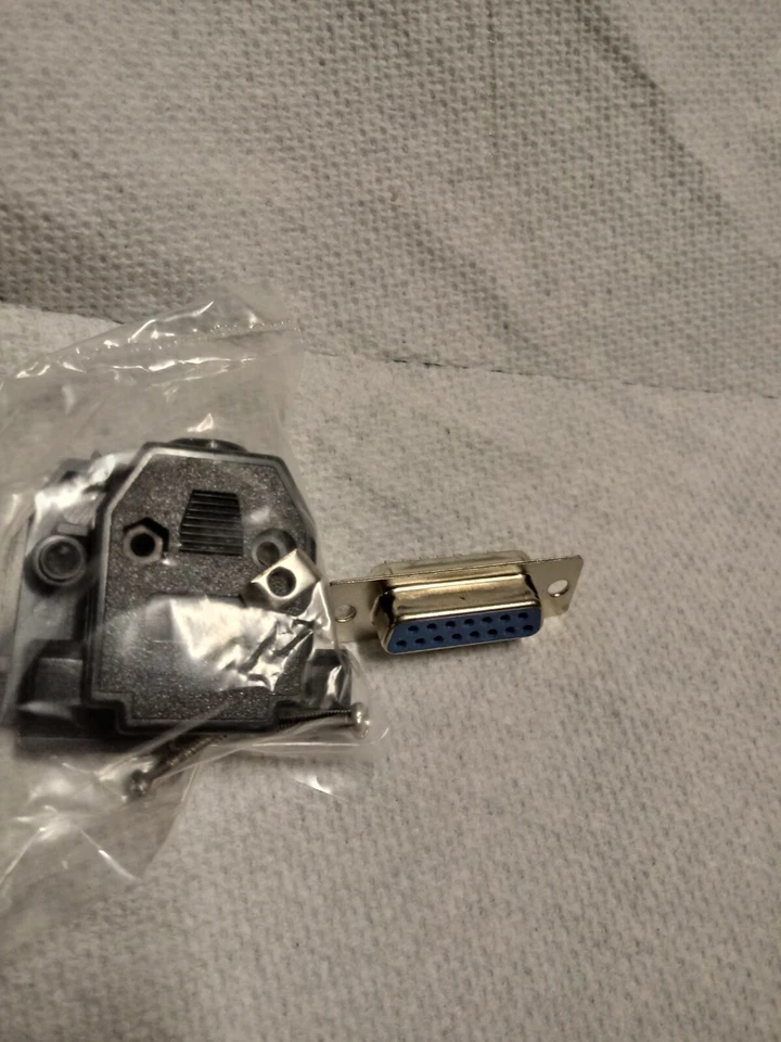  DB15 Female D-Sub Connector Through Hole Board Solder 2-Row  Cover Plastic Hood - Image 1 of 1