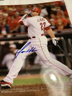 FOTO AUTOGRAFIADA 8 X 10 YONDER ALONSO Padres Cincinnati Reds azul Foto 1 de 2