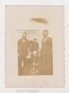 Affectionate Handsome Young Men & Unusual Standing Dog Weird Old Snapshot Photo - Picture 1 of 7