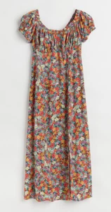 H&M Orange Floral Midi DRESS Size 'AUS 18' BRAND NEW Midi Off-Shoulder Cottage - Picture 1 of 7