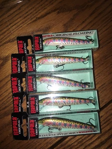 RAPALA ORIGINAL FLOATING 09's=LOT OF 5 RAINBOW TROUT COLORED FISHING LURES - Picture 1 of 1
