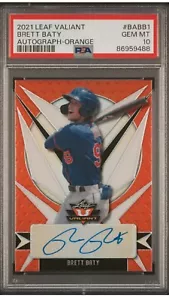 2021 BRETT BATY Leaf Valiant Orange /99 Auto #BABB1 PSA 10 - Picture 1 of 2