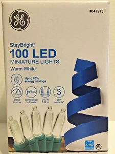 GE StayBright 100 Warm White Mini LED Lights Green Wire Indoor/Outdoor - Bild 1 von 5