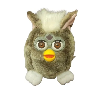 Gorro de pelúcia Furby Buddies tigre vintage 1999 cinza 4 polegadas bicho de pelúcia - Imagem 1 de 4