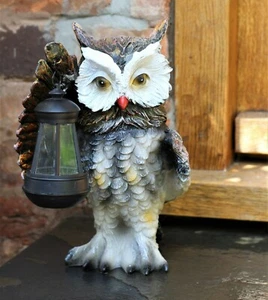 Garden Solar Ornament Owl Bird Light Up LED Lantern Statue Figurine Decor Patio - Picture 1 of 5