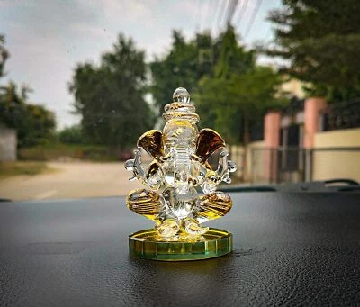 Estatua de cristal del Señor Ganesha para decoración del templo del hogar tablero de instrumentos del coche Foto 1 de 2