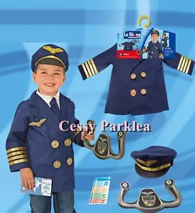 U-D1 Aviator Pilot Uniform Kids Boys Child Halloween Fancy Dress Up Costume 3-7 - Picture 1 of 1